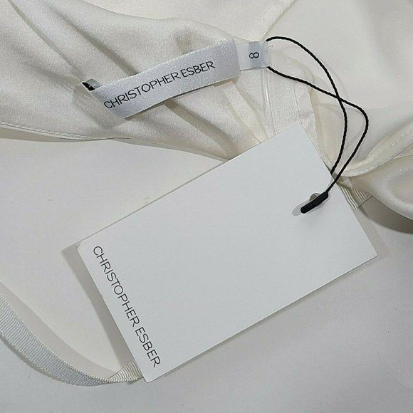 CHRISTOPHER ESBER White Satin Tie Back Top - Picture 6 of 6